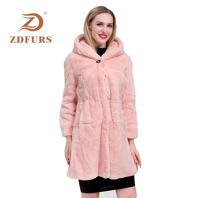 ZDFURS * 2019 الفاخرة معطف الفرو الطويل تخصيص حجم كبير مصنع بيع حقيقية ريكس الأرنب الفراء الحقيقي معطف المرأة الفراء سترة شتاء جديد