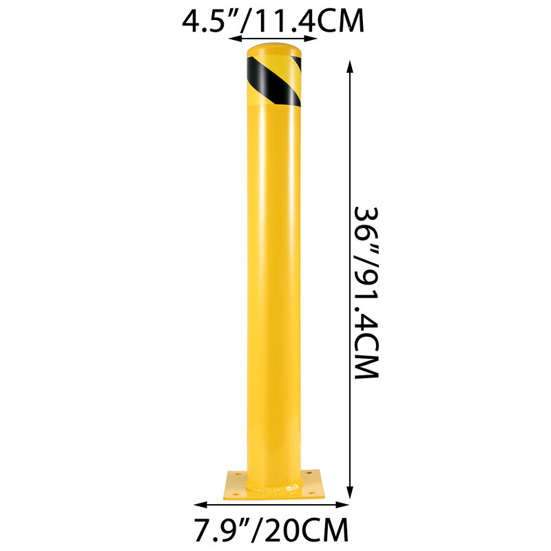 VEVOR الأصفر السلامة بولارد الصلب الحاجز آخر مع وضوح عالية 36 بوصة x 4.5 بوصة O.D. علامات الأنابيب لتصطدم المركبات المرورية