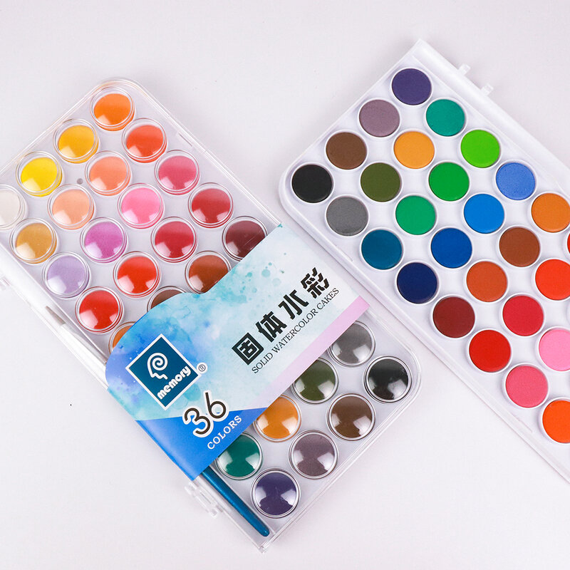 36 لون ألوان مائية احترافية مجموعة أصباغ الغواش لرسم الرسم مع فرش وأوراق مجانية