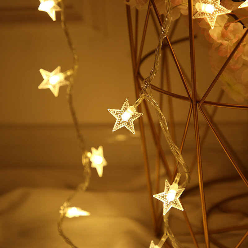 10/20 LED أضواء الجنية ستار جارلاند بطارية تعمل ستار وميض سلسلة ضوء الأسلاك النحاسية الإضاءة الزفاف عيد الميلاد الديكور