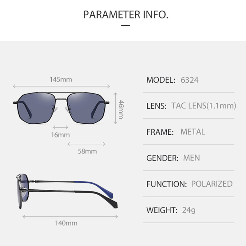 النظارات الشمسية الرجال النساء التدرج الاستقطاب UV400 عدسة للجنسين الرياضة في الهواء الطلق Vintage القيادة نظارات شمسية للذكور/الإناث 6324