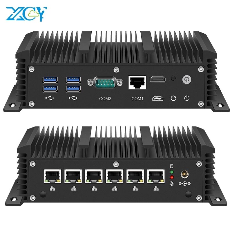 XCY جهاز كمبيوتر صغير إنتل كور i7-10510U i5-10210U المعالج 6x منافذ جيجابت LAN دعم واي فاي 4G LTE جدار الحماية موجه VPN