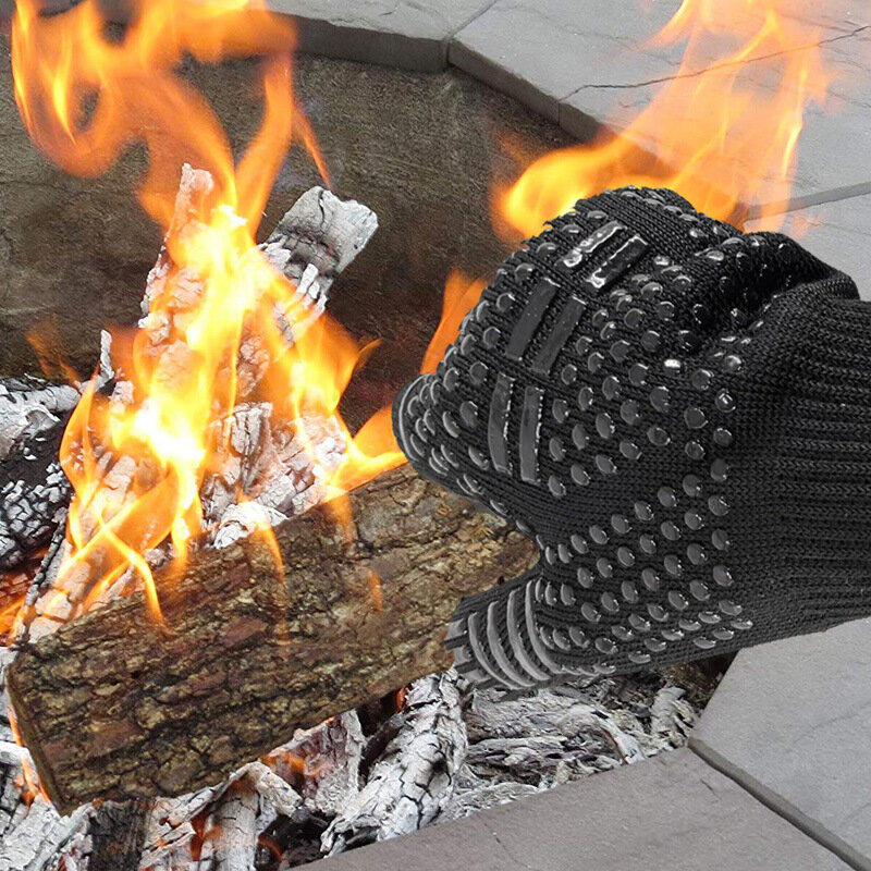 قطعة واحدة قفازات BBQ مقاومة درجات الحرارة العالية فرن قفازات 500 800 درجة حريق الشواء العزل الحراري قفازات للمايكرويف