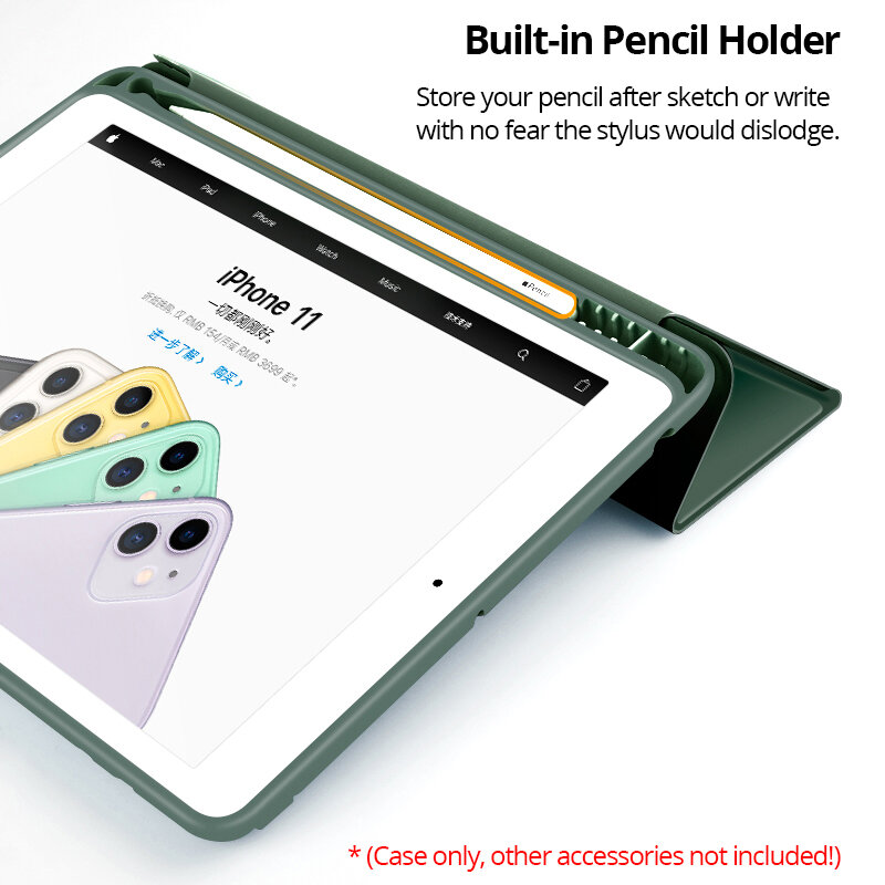 حافظة لجهاز iPad 7/8/9th من الجيل الأول لأجهزة iPad 10th Air 4 5 10.9 Pro 11 Air 3 Pro 10.5 5/6th Pro 9.7 Mini 6 غطاء حامل القلم الرصاص الذكي