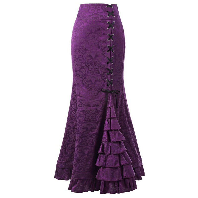 المرأة القرون الوسطى الأزهار طباعة الشرير تأثيري تنورة Vintage فستان طويل ازياء أنيقة شاطئ ماكسي عالية الخصر نصف التنانير الحفلات Y2K
