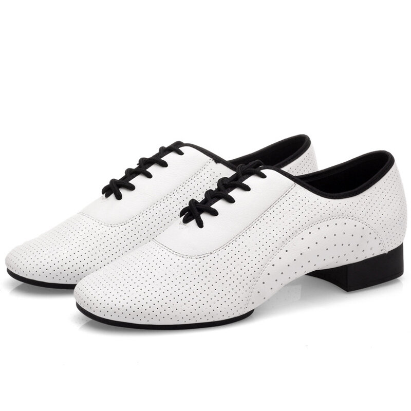 أحذية من الجلد الحقيقي الأبيض تنفس الرجال الأحذية الحديثة الرياضية قاعة الرقص لينة أسفل اللاتينية ساحة الرقص أحذية رياضية