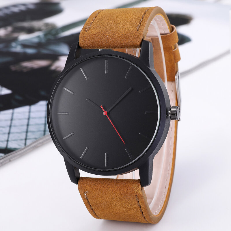 عالية الجودة المألوف وعادية ساعة رجالي موضة الأعمال ساعة كوارتز حزام جلد جلخ Watch064