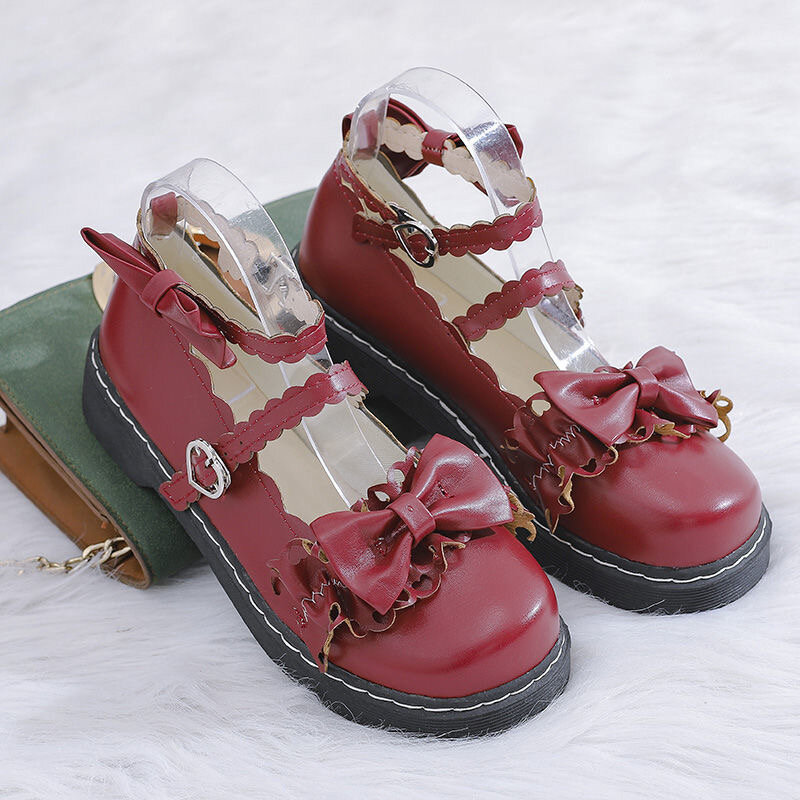 الجنية نمط الأميرة لوليتا أحذية اليابانية Loli تظهر الأحذية الجلدية الصغيرة الشاي أحذية الحفلات موحدة واحدة أحذية النساء