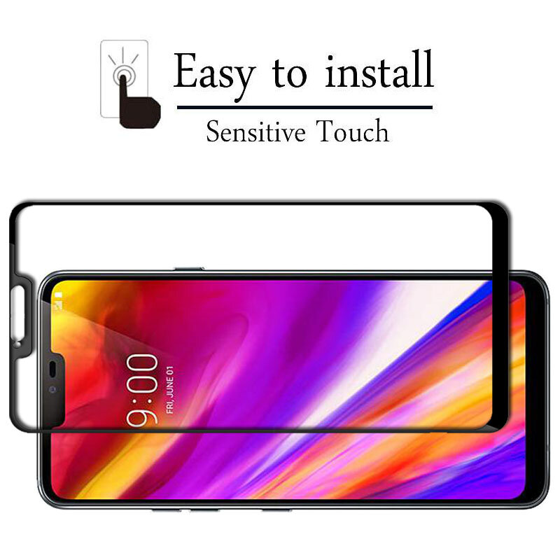 غطاء كامل ممتاز من الزجاج المقسى لهاتف LG G7 ThinQ واقي للشاشة زجاج واقي لهاتف LG G7 One Fit Plus Q9 زجاج لاصق كامل
