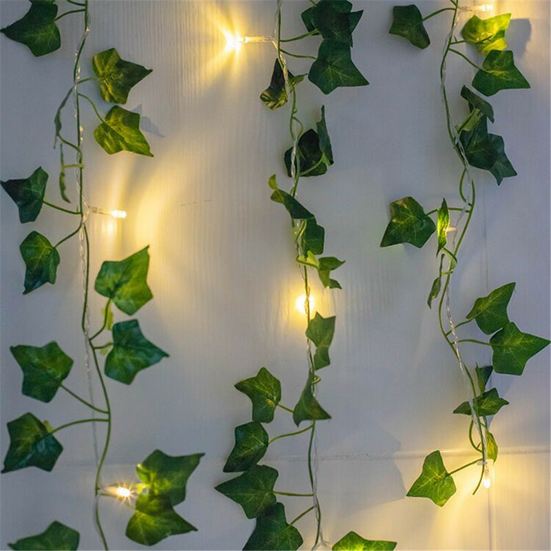2 متر/3 متر/4 متر نبات اصطناعي لبلاب Led ضوء سلسلة زاحف الأخضر ورقة الكرمة جارلاند لعيد الميلاد الزفاف عطلة أضواء الزخرفية
