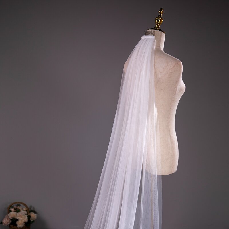 اكسسوارات الزفاف طبقتين 3 متر 5 متر طويل عيد الميلاد مشط الحجاب الأبيض العاج الشمبانيا حجاب الزفاف