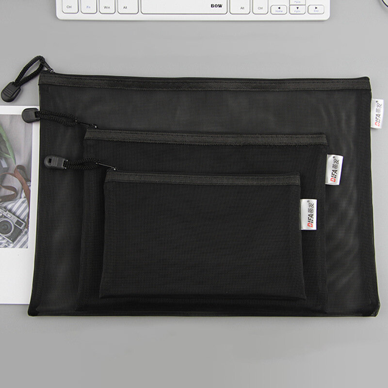 حقيبة ورقية للقلم ، A4A5A6 ، مع سحاب شبكي للطلاب ، حقيبة ورقية بسيطة ذات سعة كبيرة ، مجلد شفاف لتخزين المستندات ، 10 قطعة