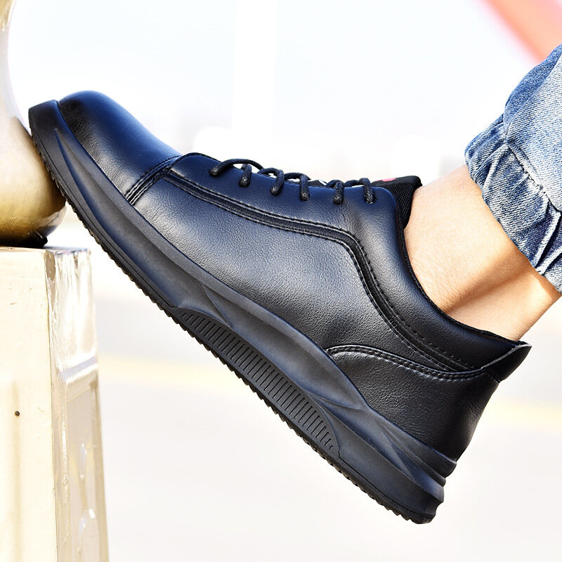 رجّالي أحذية السلامة والجلود المضادة للتسرق الأحذية الصناعية المضادة للسحق المضادة للثقب أحذية عمل الفولاذ حذاء مزود بفتحة للأصابع مقاوم للماء