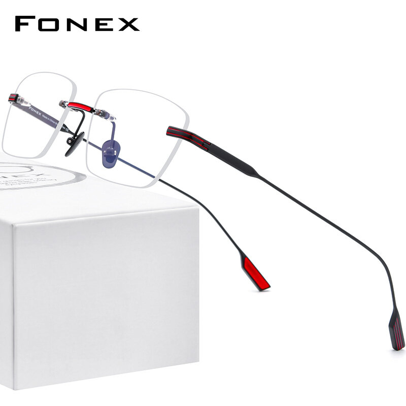 FONEX فونيكس التيتانيوم النظارات الإطار الرجال 2020 جديد إمرأة بدون إطار وصفة طبية مربع النظارات بدون إطار قصر النظر النظارات البصرية F85643