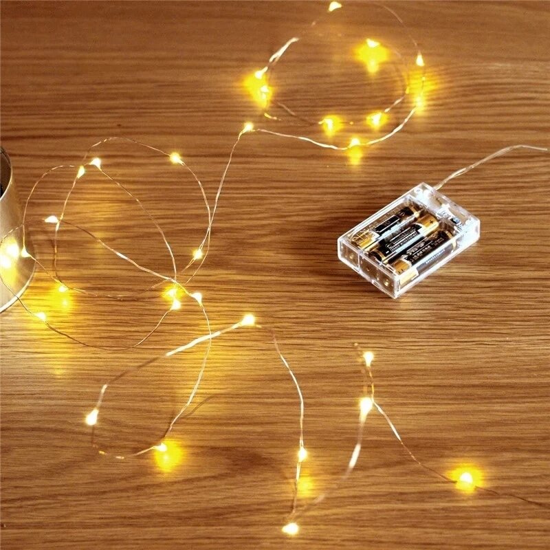 مصغرة مصباح Led يعمل بالبطارية سلسلة أضواء النحاس سلك الجنية أضواء لغرفة النوم عيد الميلاد الأطراف الزفاف محور الديكور