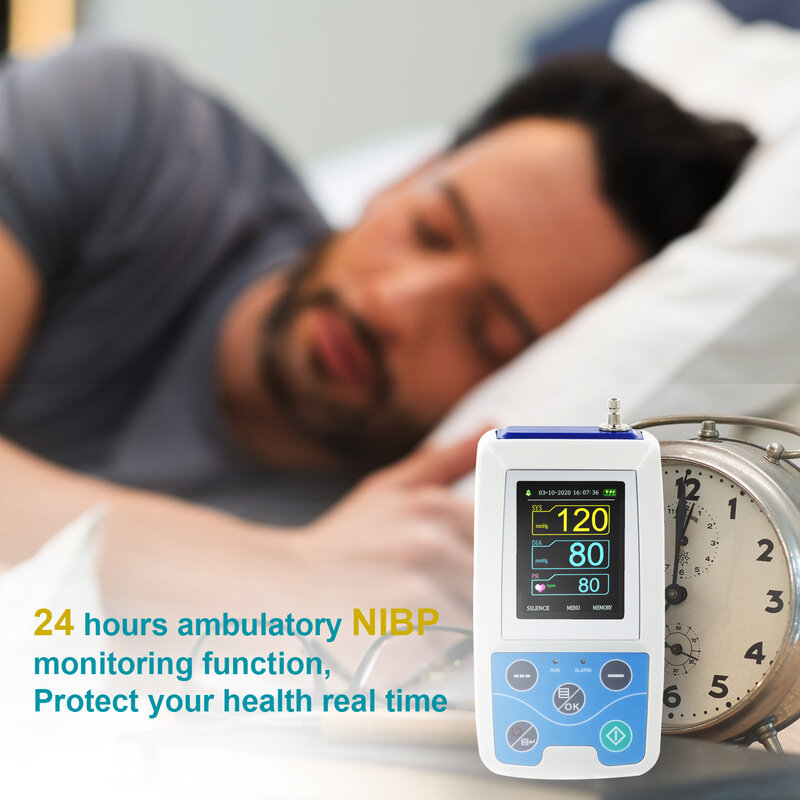 جهاز مراقبة ضغط الدم الطارئ للذراع للبالغين والأطفال ، 24 ساعة ، NIBP Holter ، CONTEC ABPM50 + ، كبير ، 3 أصفاد ، برنامج كمبيوتر مجاني