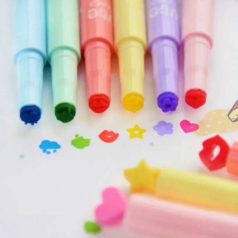 6 قطعة/الوحدة لطيف لون الحلوى الوهق أحبار ختم القلم الإبداعية ماركر القلم اللوازم المدرسية مكتب القرطاسية هدايا للأطفال