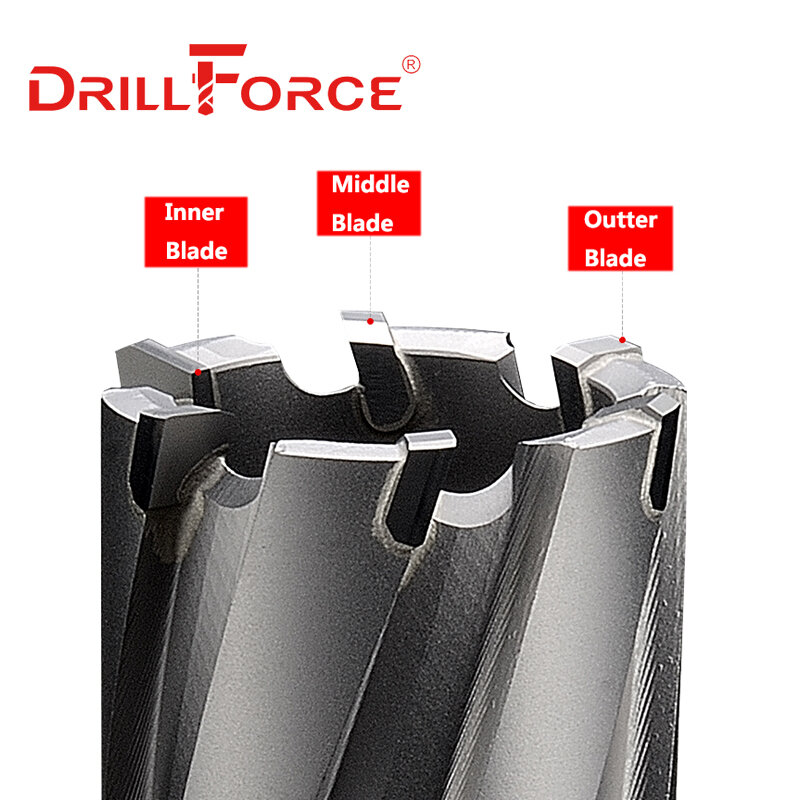 Drillforce 12-65mmx50mm TCT الحلقي القاطع هول المنشار التنغستن كربيد تلميح سبائك الصلب الأساسية مثقاب للحفر المغناطيسي