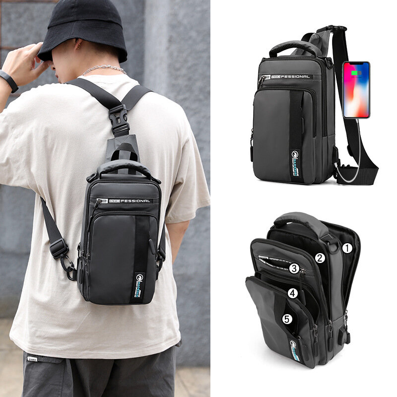 YoReAi جديد متعددة الوظائف حقيبة كروسبودي للرجال مكافحة سرقة حقائب كتف متنقلة الذكور مقاوم للماء شحن USB حقيبة عادية حمل
