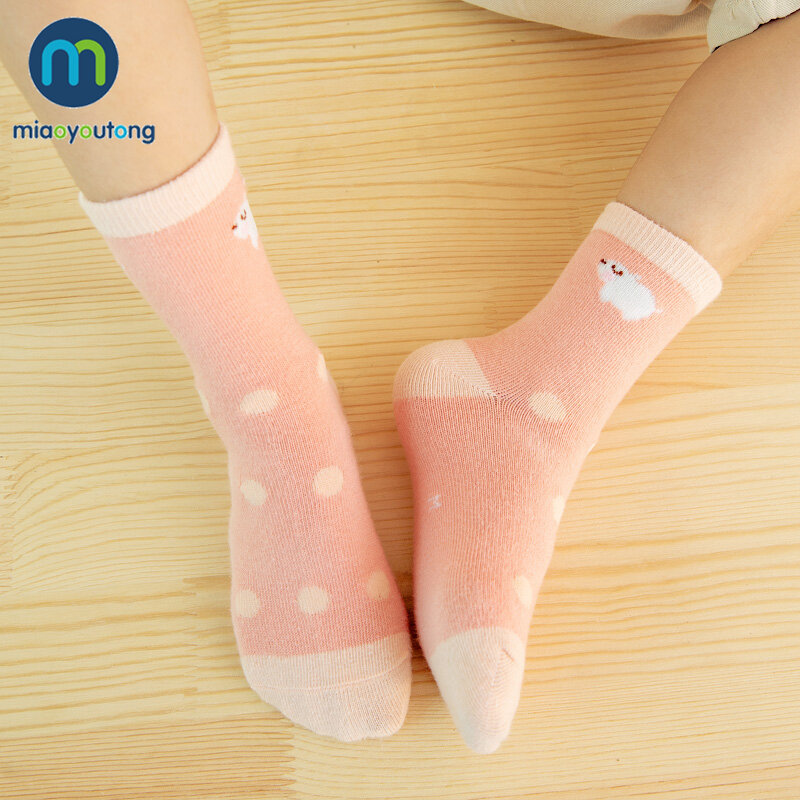 Miaoyoutong-جوارب قطنية مريحة للأطفال ، جوارب دافئة للأطفال ، قطة ، وحيد القرن ، أرنب ، 5 أزواج