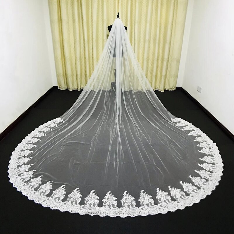 طرحة زفاف من الدانتيل العاجي ، 3 أمتار ، جودة عالية ، عاجي ، مع مشط ، إكسسوارات الزفاف