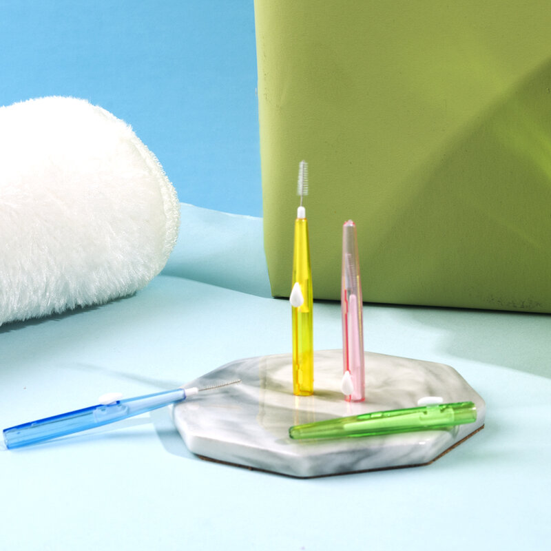 60 قطعة/صندوق فرشاة الأسنان بين الأسنان فرشاة 0.6-1.5 مللي متر تنظيف بين الأسنان العناية بالفم تقويم الأسنان I شكل خيط تنظيف الأسنان