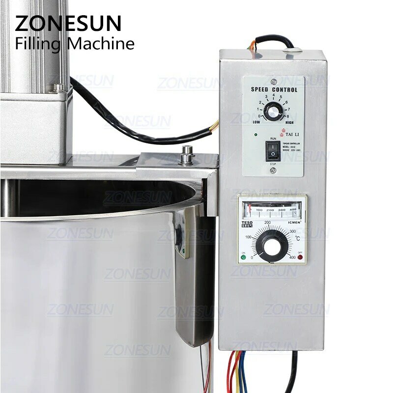 ZONESUN-آلة تعبئة زبدة الفول السوداني بالشوكولاتة ، معدات خلط ساخنة ، معجون سائل لزج ، صلصة ، حشو مستحضرات التجميل