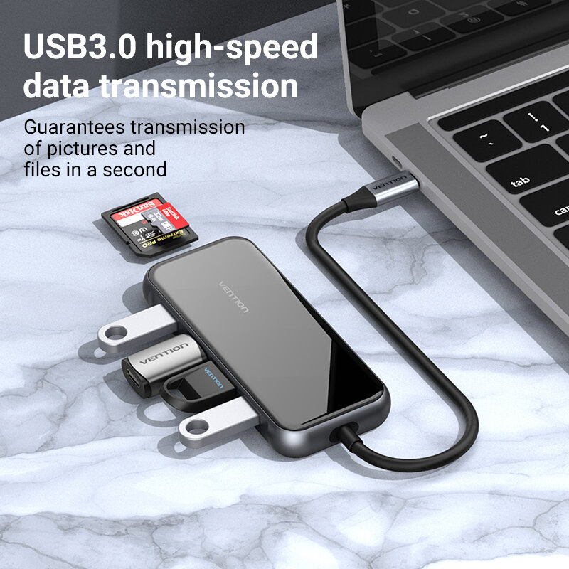 Vention USB HUB C HUB HDMI محول 10 في 1 نوع-C إلى متعدد USB 3.0 محور محول قفص الاتهام لماك بوك برو USB-C 3.1 الفاصل USB C HUB