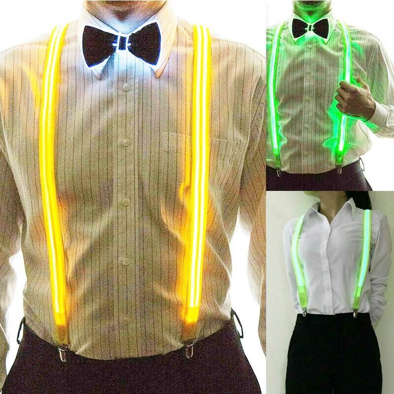 الرجال مصباح ليد حتى الحمالات ربطة القوس فيونكة مثالية للموسيقى مضيئة مهرجان زي حفلة ديكور خاص الأشرطة