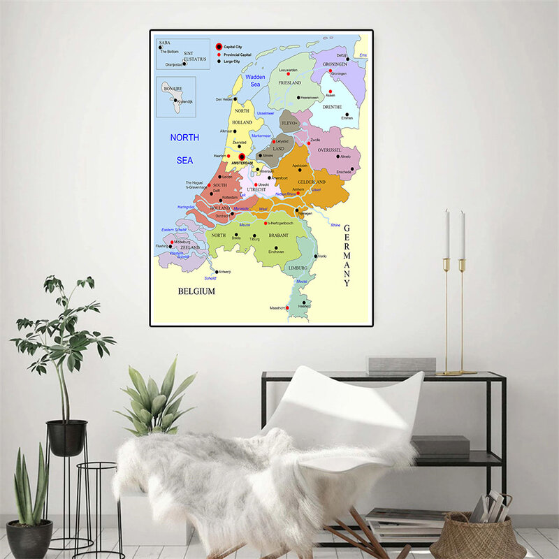 42*59 سنتيمتر خريطة هولندا في الهولندية ديكور حائط لوح رسم ملصق السفر اللوازم المدرسية غرفة المعيشة ديكور المنزل