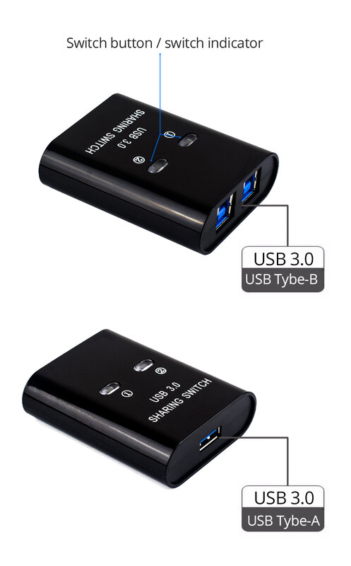 USB3.0 التبديل الطابعة الخائن 2 في 1 خارج الجلاد اثنين من أجهزة الكمبيوتر حصة جهاز usb3.0 مع كابل