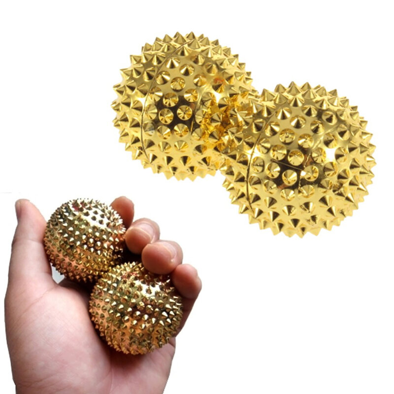 2 قطعة/المجموعة 4.5 سنتيمتر الذهب المعادن الإغاثة و الأنسجة العميقة المغناطيسي اليد مدلك الأسطوانة الكرة أدوات