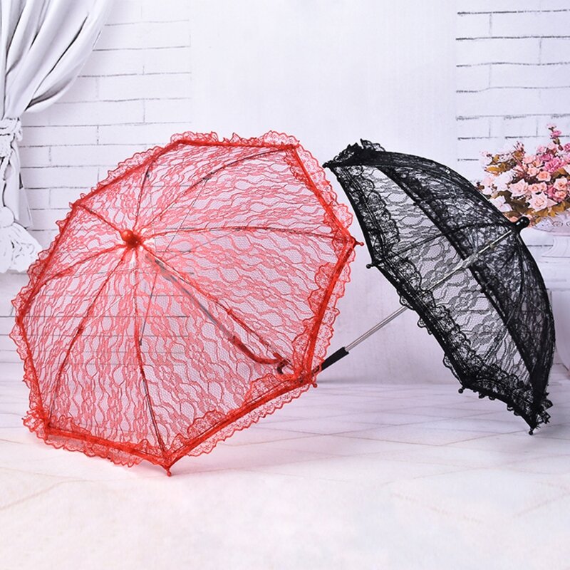الدانتيل مظلة الأزهار الزفاف الديكور العروس اليدوية التصوير الدعامة مظلة مظلة 3 لون مع أنماط مختلفة