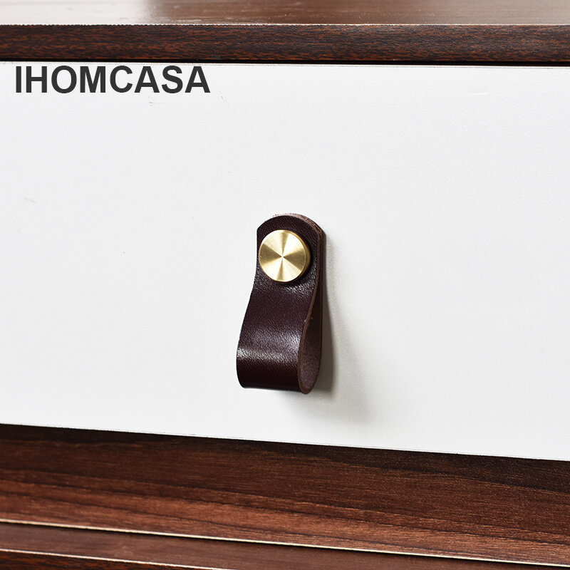 IHOMCASA-مقابض أدراج عتيقة ، 8 ألوان ، نحاسية ذهبية ، خزانة مطبخ ، أجهزة أبواب جلدية أصلية