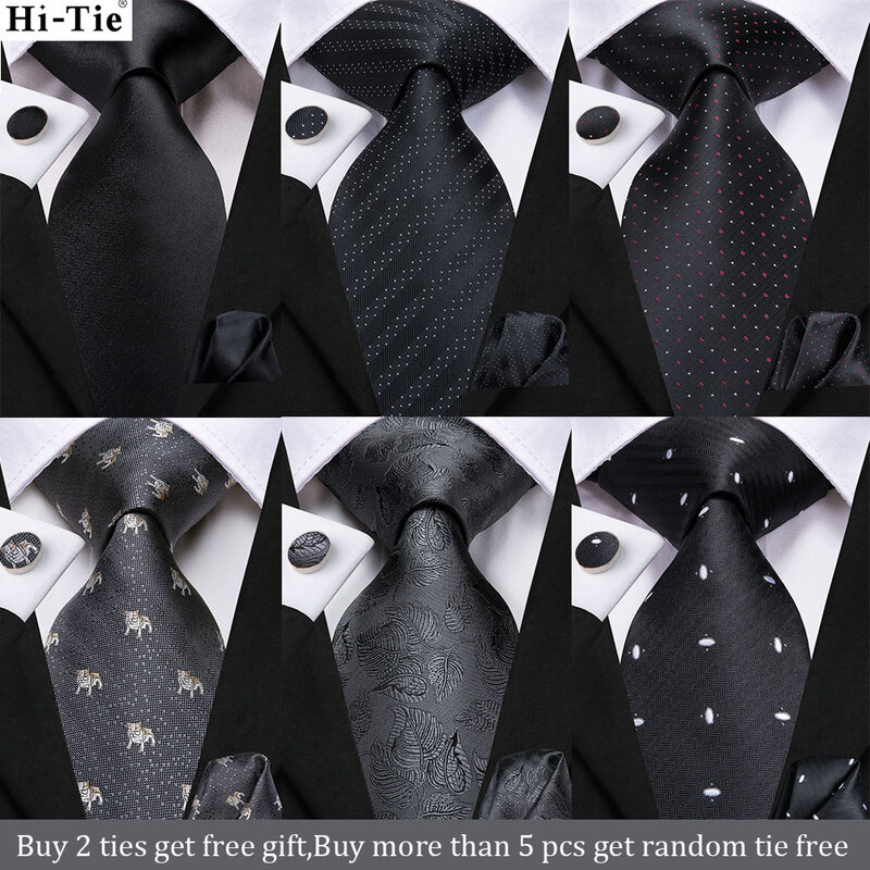 Hi-Tie 8.5 سنتيمتر أسود الصلبة مخطط بيزلي 100% الحرير رجال الأعمال التعادل رابطة عنق للرجال موضة فاخرة الزفاف ربطة العنق Gravatas