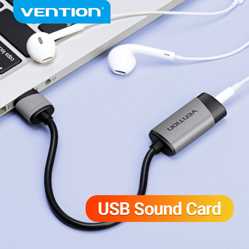 Vention USB الخارجية بطاقة الصوت USB إلى AUX جاك 3.5 مللي متر سماعة محول الصوت Mic الصوت بطاقة 7.1 شحن محرك للكمبيوتر محمول