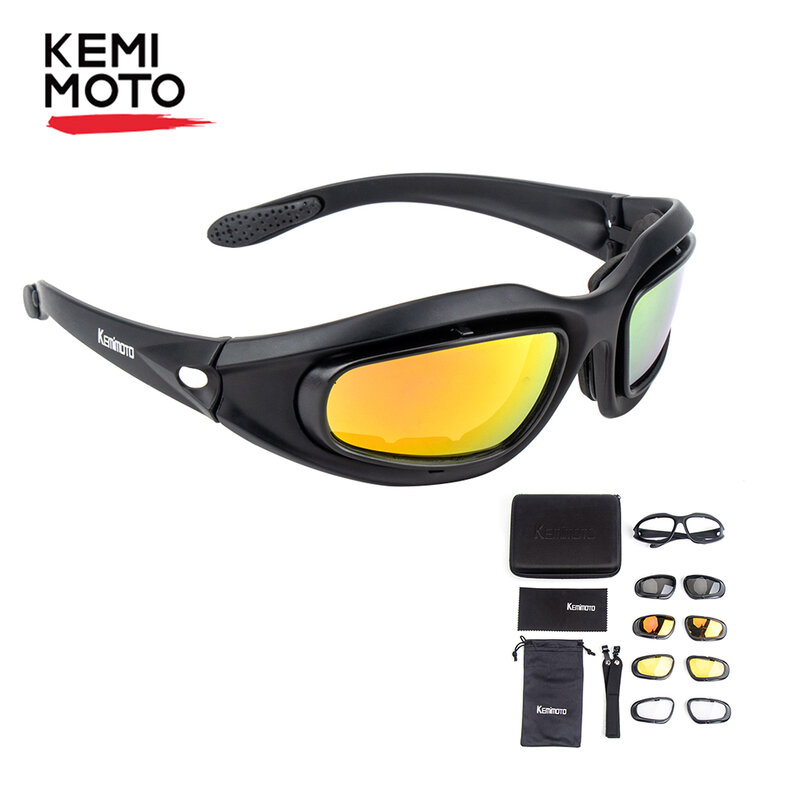 نظارات الدراجة النارية من KEMiMOTO نظارات شمسية مستقطبة لحماية العين من الأشعة فوق البنفسجية مضادة للرياح نظارات واقية من الأشعة فوق البنفسجية UV400 بعدسات مضادة للضباب واضحة