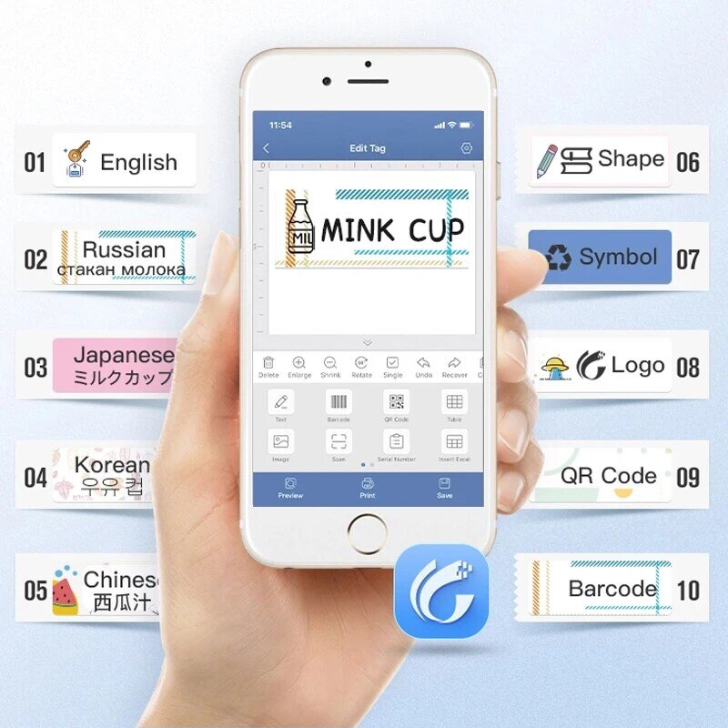 Niimbot-طابعة ملصقات حرارية D11 محمولة صغيرة ، بلوتوث ، طابعة بطاقات أسعار للهواتف المحمولة التي تعمل بنظام Android و iOS ، تطبيق مجاني