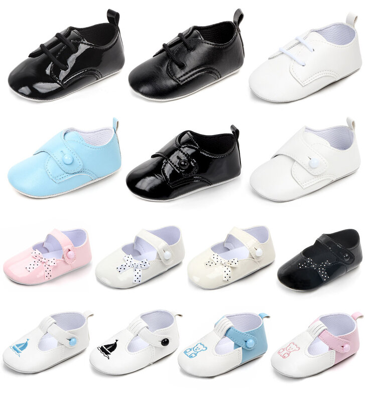 الوليد بيبي بوي أحذية طفل الجلود الأخفاف الأولى ووكر حذاء رياضي كاجول لينة وحيد الرضع الصلبة أبيض أسود حذاء للمشي