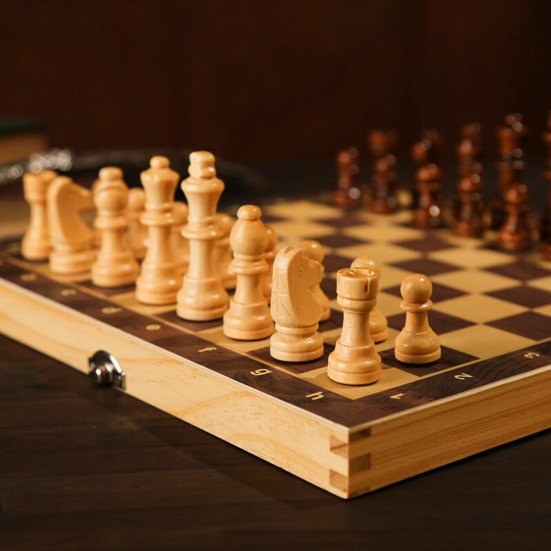 Jusenda شطرنج خشبي مجموعة المغناطيسي الشطرنج لوحة ألوان لعبة ألغاز مجلس كبير 34 قطع الشطرنج المحمولة أضعاف السفر لعب للأطفال