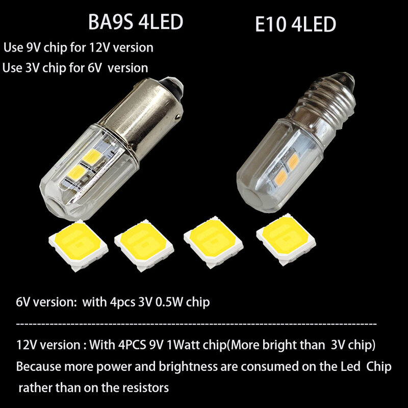 2 قطعة E10 LED لمبة 6 فولت 12 فولت مصباح العمل ضوء دافئ الأبيض ل الشعلة مصباح يدوي المصباح دراجة نارية