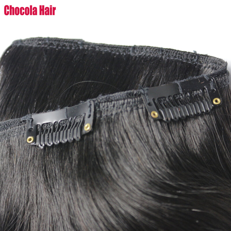 وصلات شعر بشري ريمي برازيلي ، بدون دانتيل ، طقم قطعة واحدة ، 5 مشابك ، جي ، 20 "-28" ،