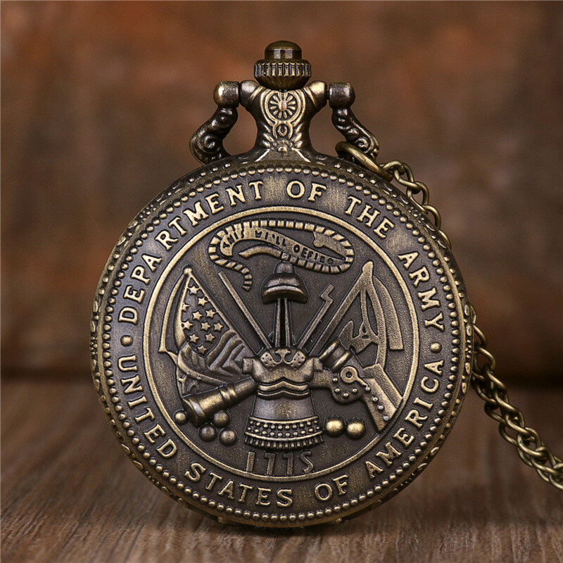موضة الجيش كوارتز ساعة الجيب ريترو Steampunk قلادة قلادة سلسلة ساعة مجوهرات