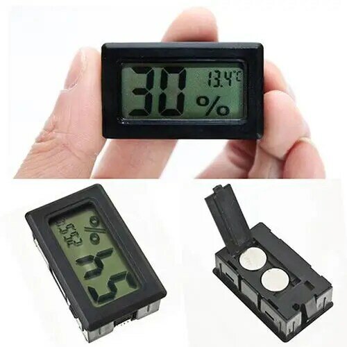 المحمولة الرقمية الصغيرة LCD داخلي مقياس الرطوبة استشعار درجة الحرارة مقياس الرطوبة الاستشعار الثلاجة ميزان الحرارة الرطوبة أسود