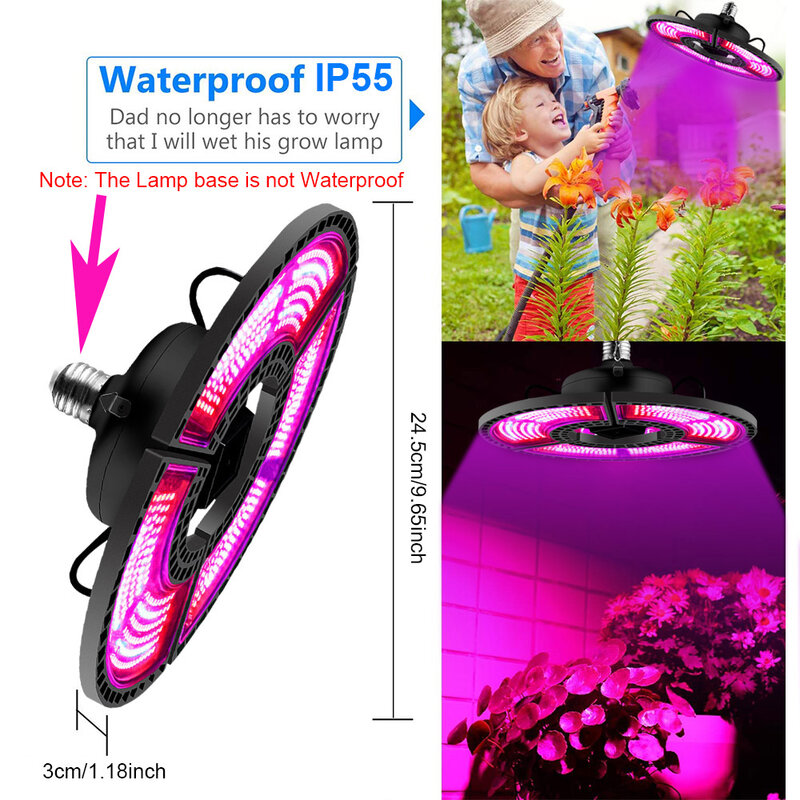 IP55 E27 لمبة 400 واط LED لوحة إضاءة متنامية الطيف الكامل فيتو مصباح الزهور E26 مصباح نمو النباتات الإضاءة LED Fitolamp تنمو خيمة