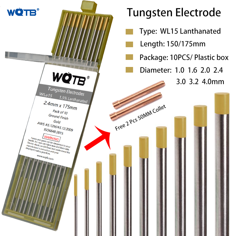 2% Lanthanated التنغستن قضبان WL15 wl20 أقطاب لحام من التنجستن 1.0 1.6 2.0 2.4 3.0 3.2 4.0 مللي متر الذهب tig أقطاب ل tig لحام