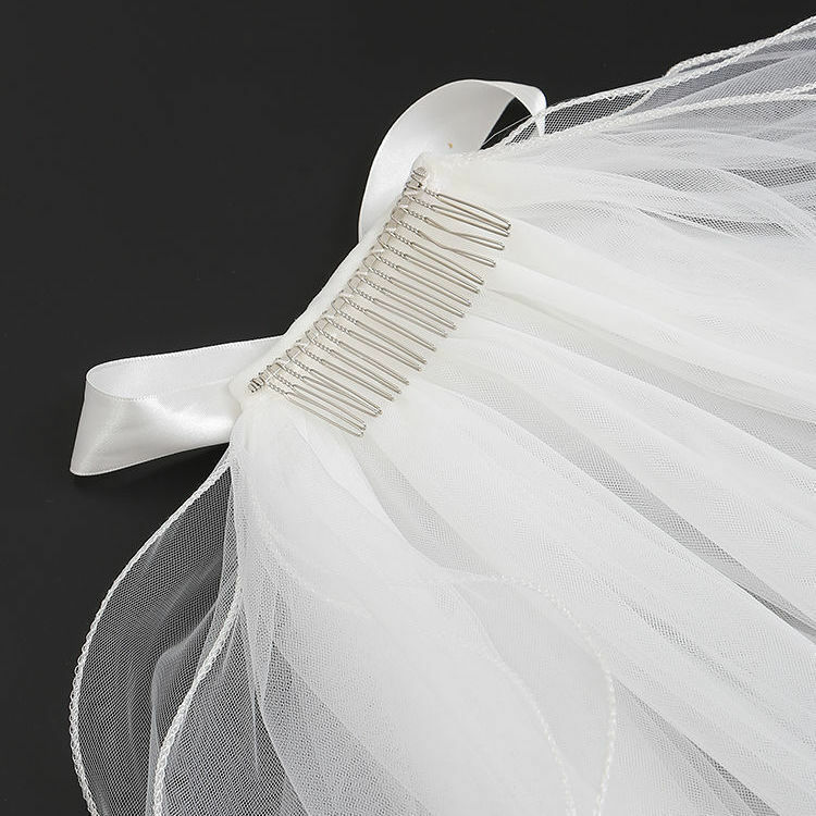 صورة حقيقية حجاب الزفاف مع القوس 0.8 م Vestido De Noiva Longo طرحة زفاف الحجاب الأبيض العاجي مع مشط الحرة