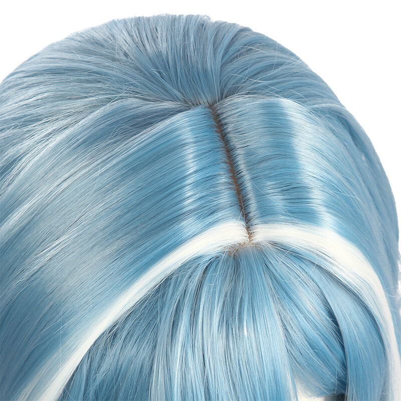 L-email شعر مستعار الاصطناعية الشعر Genshin تأثير Eula شعر مستعار تأثيري Genshin تأثير تأثيري الأزرق مختلطة الأبيض قصيرة مقاومة للحرارة الشعر