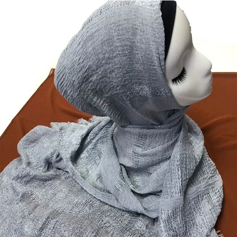 وشاح نسائي إسلامي أنيق مجعد من القطن ذو عمامة حجاب بمقاس 20 لونًا لتزيين الترتر كلاسيكي simple180x90سم