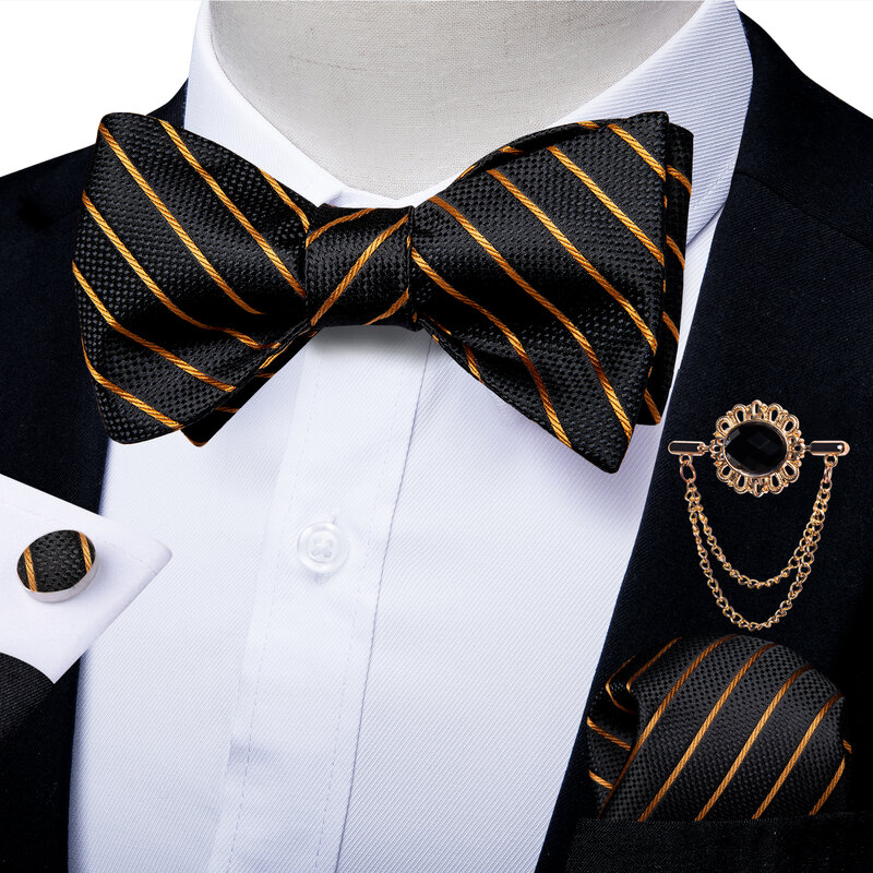 الرجال ربطة القوس فيونكة الذاتي التعادل ربطة القوس فيونكة بروش منديل أزرار أكمام مجموعة حفل زفاف Bowknot فراشة الموضة دروبشيبينغ DiBanGu